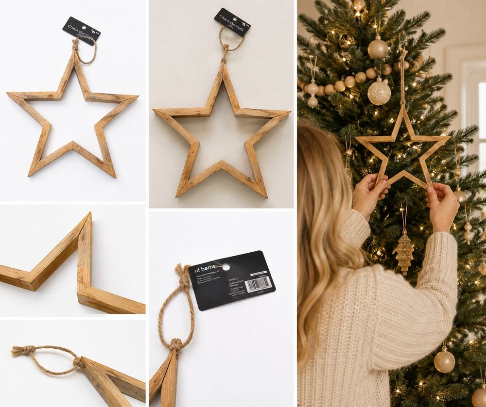 NEW Rustic Wooden Star Hanging Christmas Ornament – Farmhouse Holiday Décor